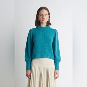 NEW w tags Eleven Six made in Peru Kate alpaca wool sweater Jade blouson sleeves